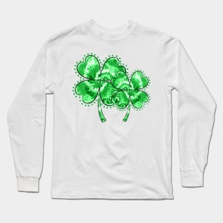 Double Tie Dye Shamrock Long Sleeve T-Shirt